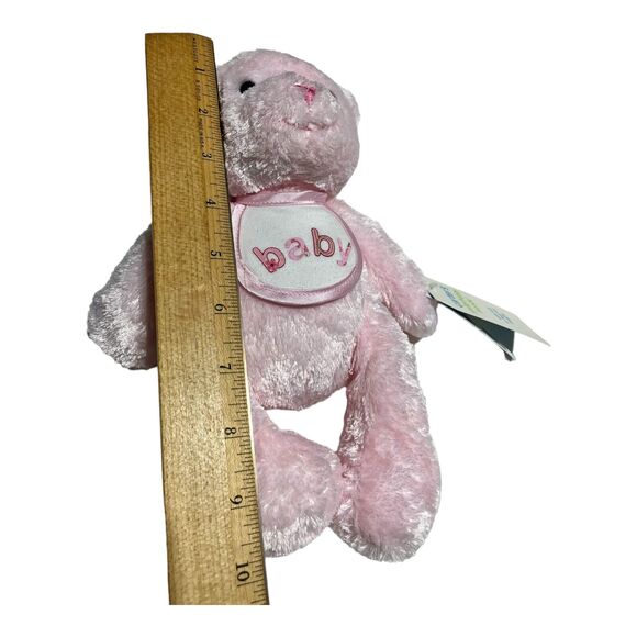 NWT Carters Pink Baby Girl Teddy Bear with Bib Plush Stuffed Animal New - Picture 3 of 6